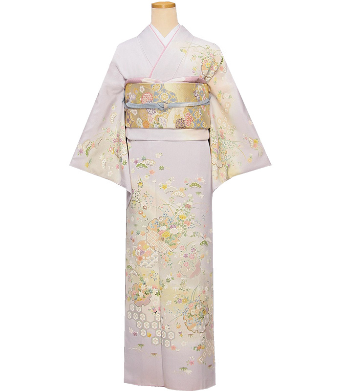 1105-00046 レンタル訪問着 雪輪に四季花